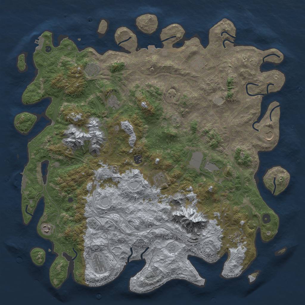Rust Map: Procedural Map, Size: 5000, Seed: 108500, 19 Monuments