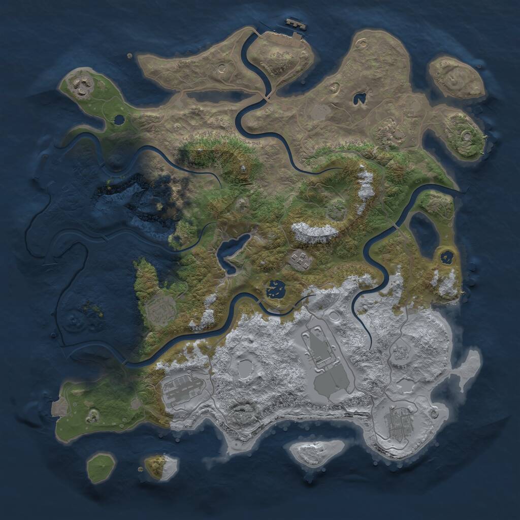 Rust Map: Procedural Map, Size: 4000, Seed: 23960504, 14 Monuments