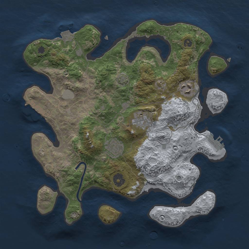 Rust Map: Procedural Map, Size: 3000, Seed: 5948107, 10 Monuments