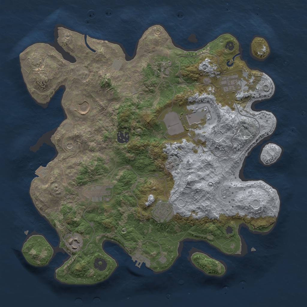 Rust Map: Procedural Map, Size: 3500, Seed: 1425064802, 16 Monuments