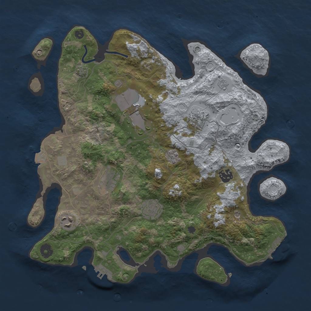 Rust Map: Procedural Map, Size: 3500, Seed: 3500230, 15 Monuments