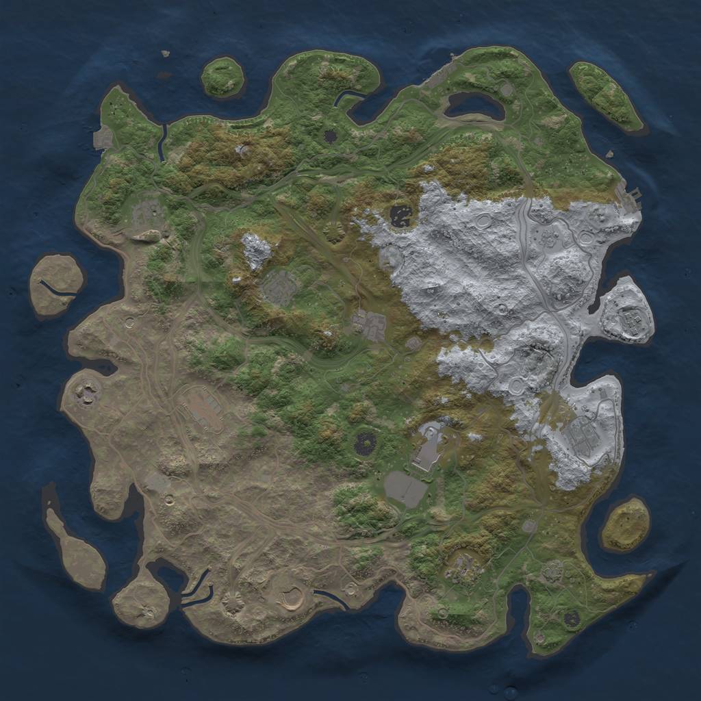 Rust Map: Procedural Map, Size: 4500, Seed: 2053386683, 19 Monuments