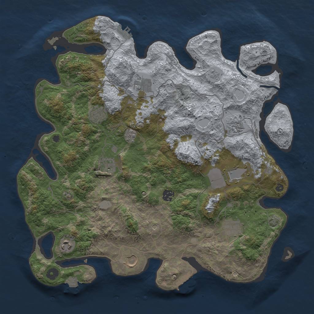 Rust Map: Procedural Map, Size: 4000, Seed: 1233914511, 18 Monuments
