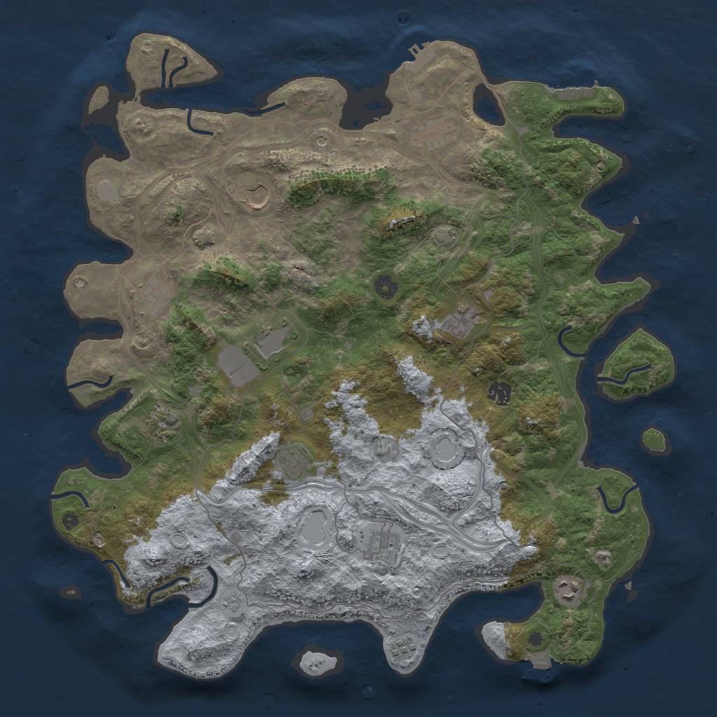 Rust Map: Procedural Map, Size: 4500, Seed: 1373893663, 19 Monuments