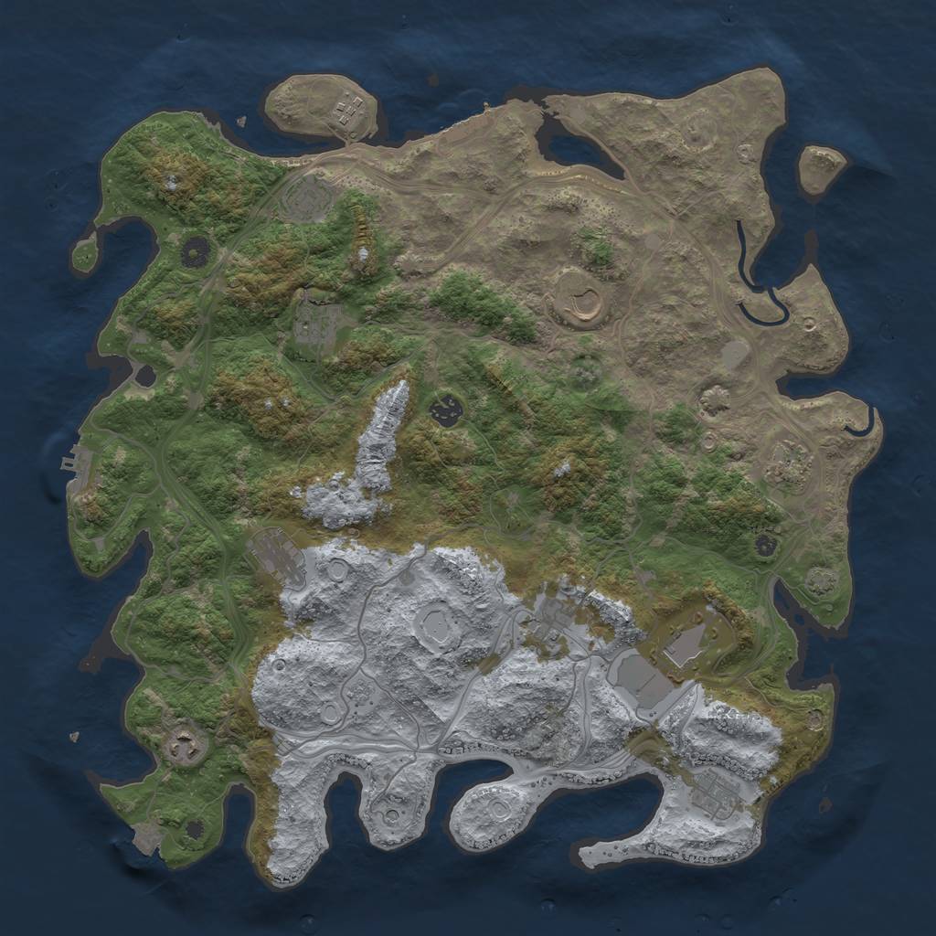 Rust Map: Procedural Map, Size: 4500, Seed: 208860966, 19 Monuments