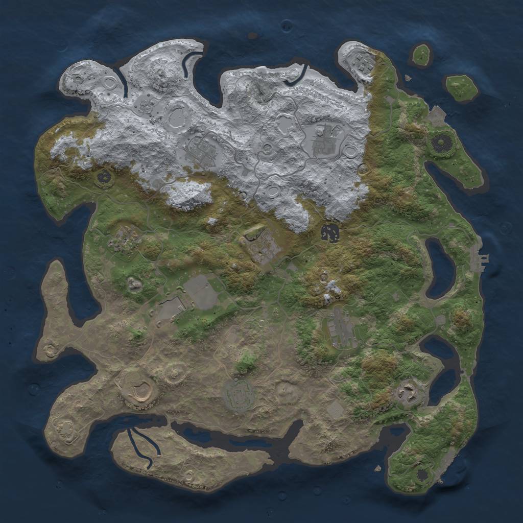 Rust Map: Procedural Map, Size: 3950, Seed: 52809515, 19 Monuments