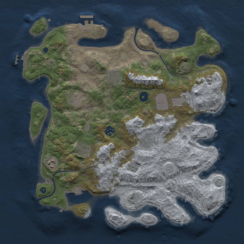 Rust Map: Procedural Map, Size: 3800, Seed: 897536377, 14 Monuments
