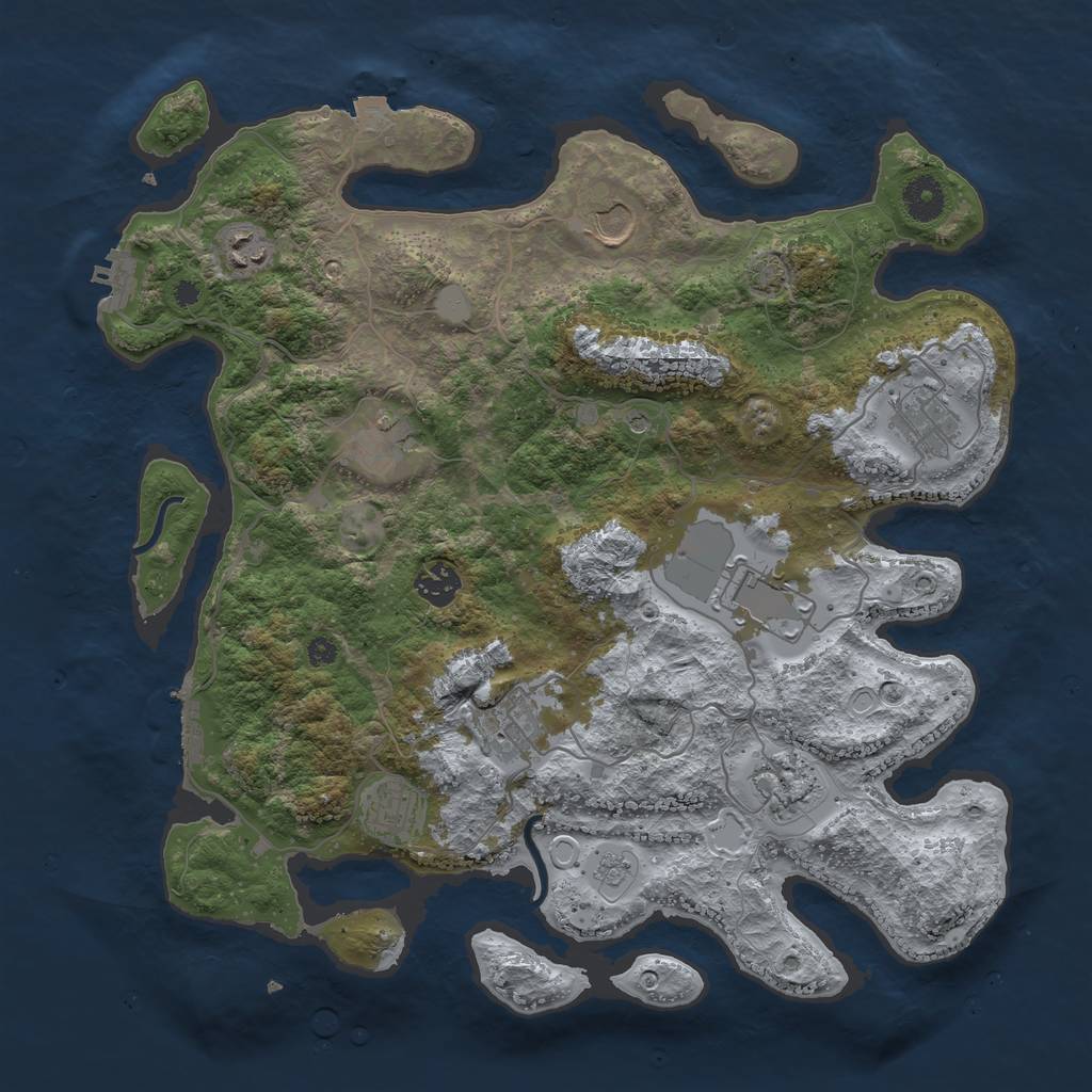 Rust Map: Procedural Map, Size: 3800, Seed: 897536377, 17 Monuments