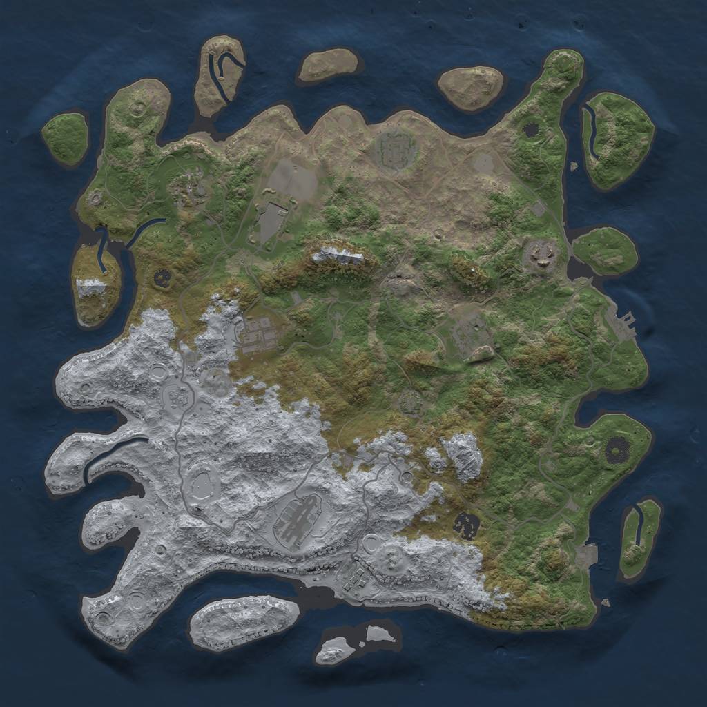 Rust Map: Procedural Map, Size: 4000, Seed: 821567220, 16 Monuments