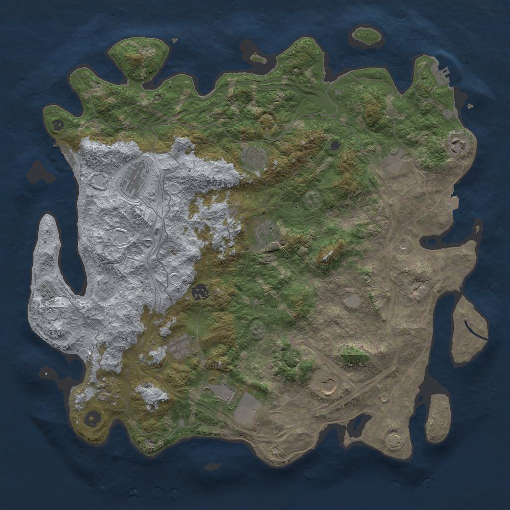 Rust Map: Procedural Map, Size: 4550, Seed: 1185131757, 19 Monuments