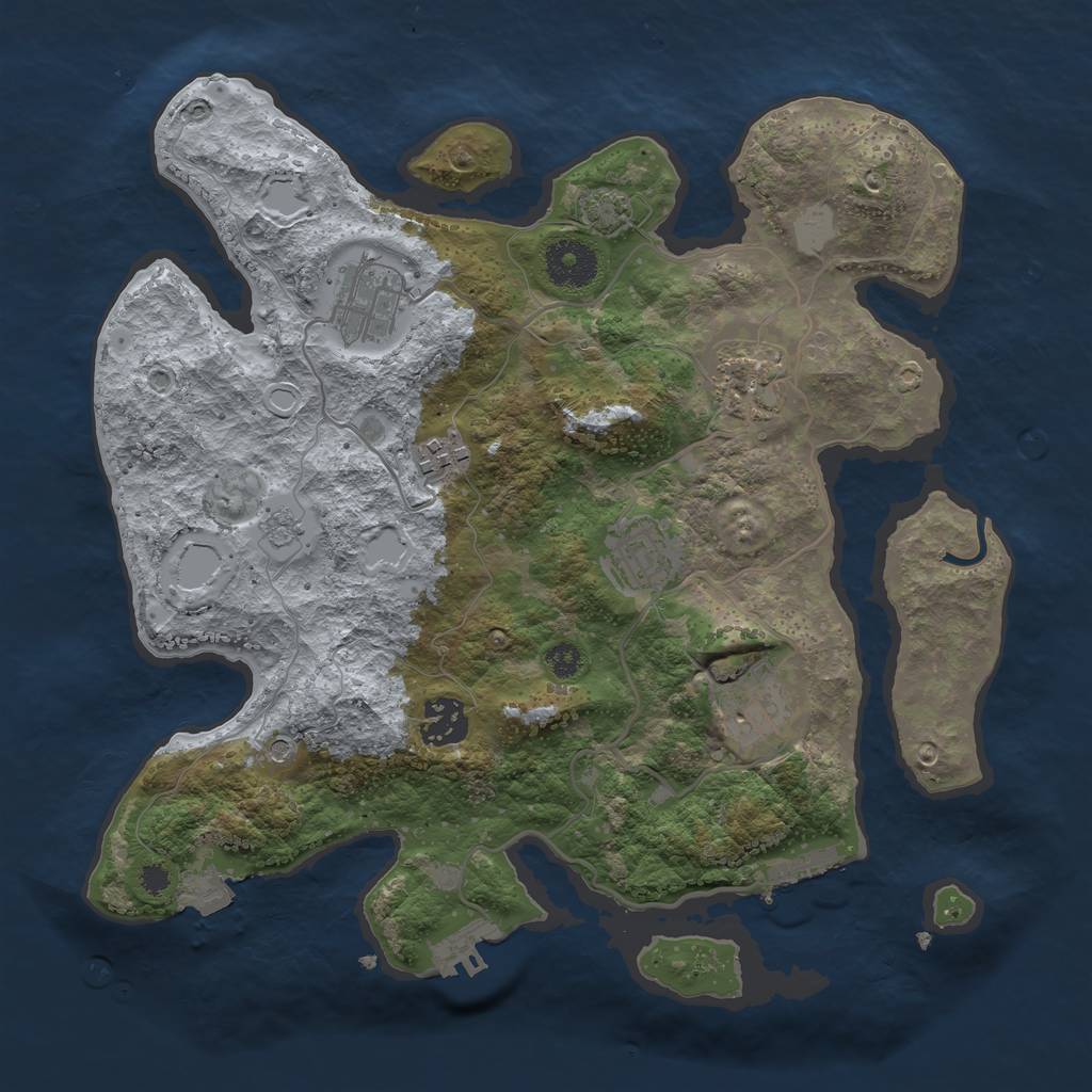 Rust Map: Procedural Map, Size: 3250, Seed: 542587, 14 Monuments