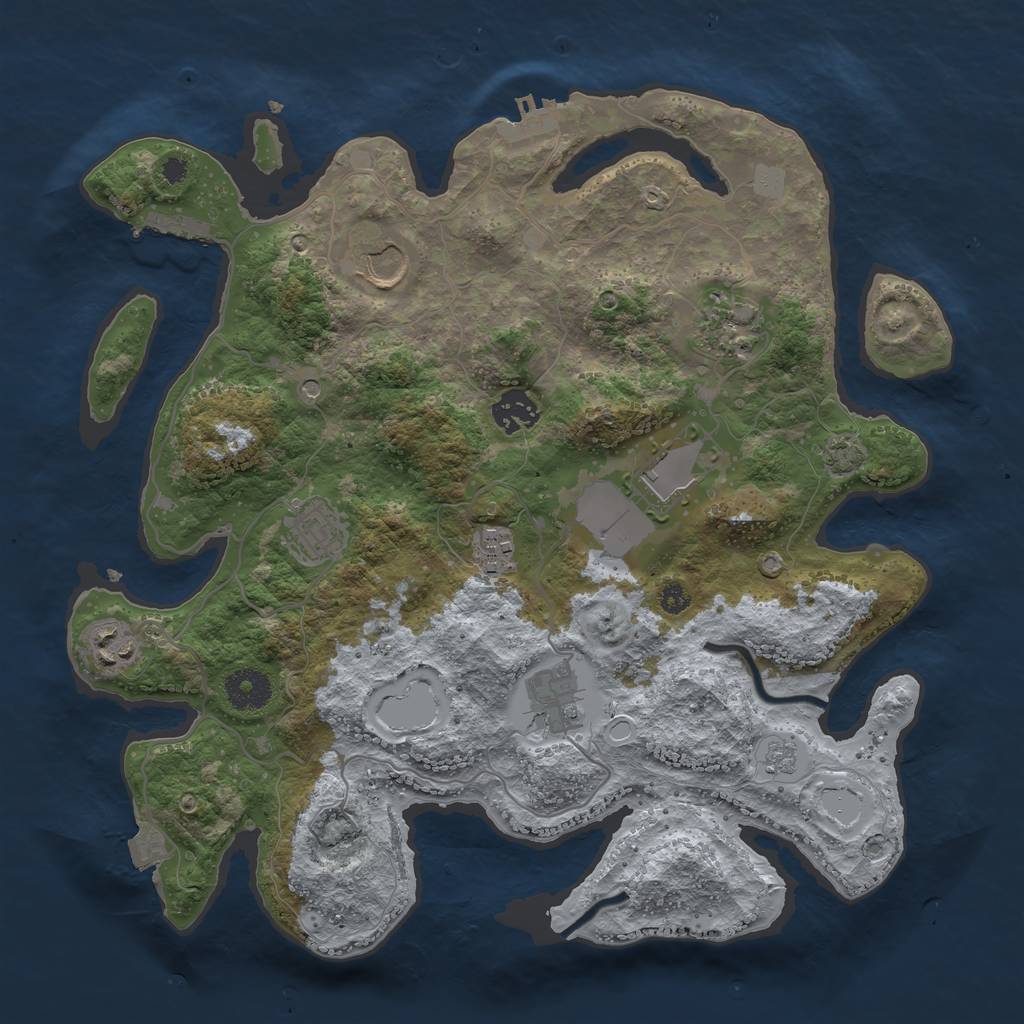 Rust Map: Procedural Map, Size: 3500, Seed: 235767, 16 Monuments