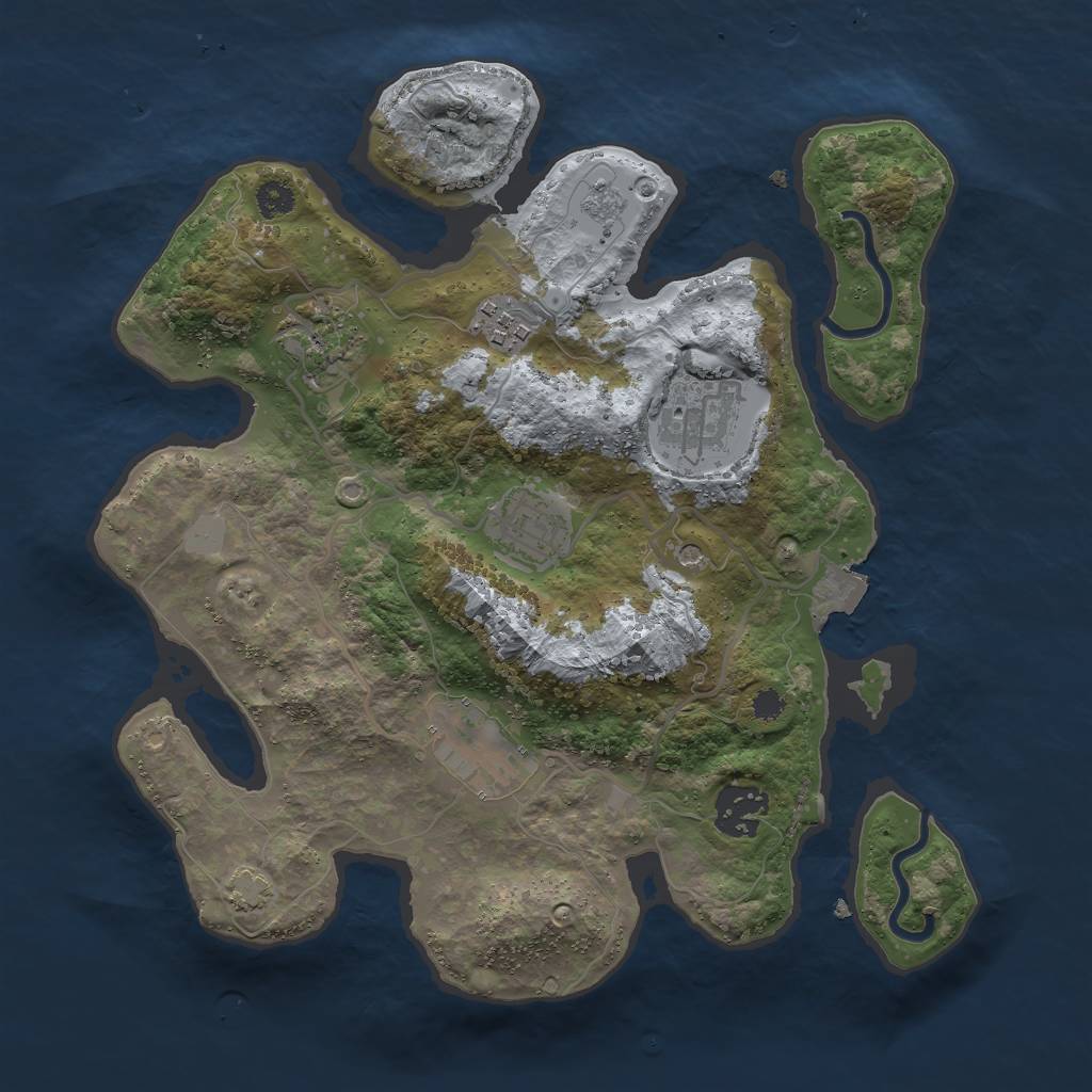 Rust Map: Procedural Map, Size: 3000, Seed: 26962, 12 Monuments