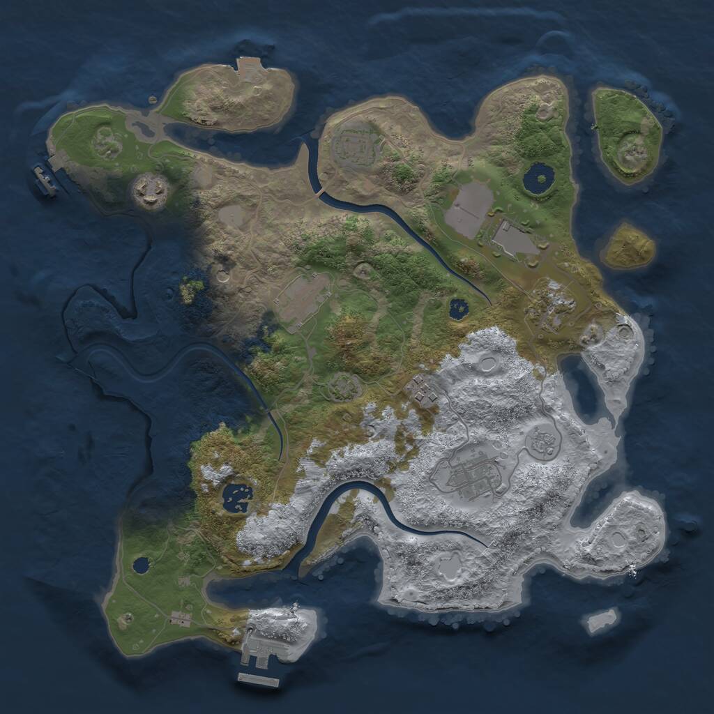 Rust Map: Procedural Map, Size: 3500, Seed: 1524684624, 14 Monuments