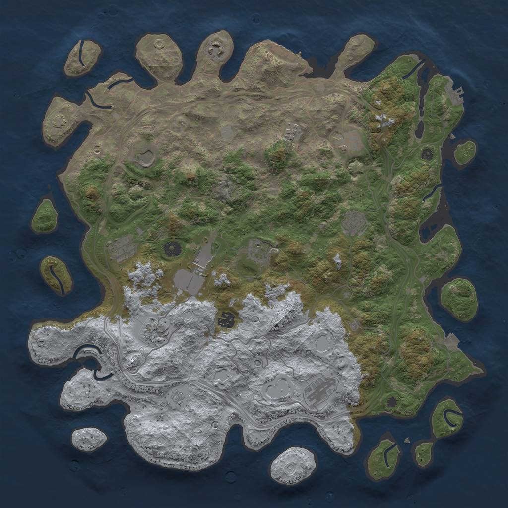 Rust Map: Procedural Map, Size: 4500, Seed: 559967472, 19 Monuments