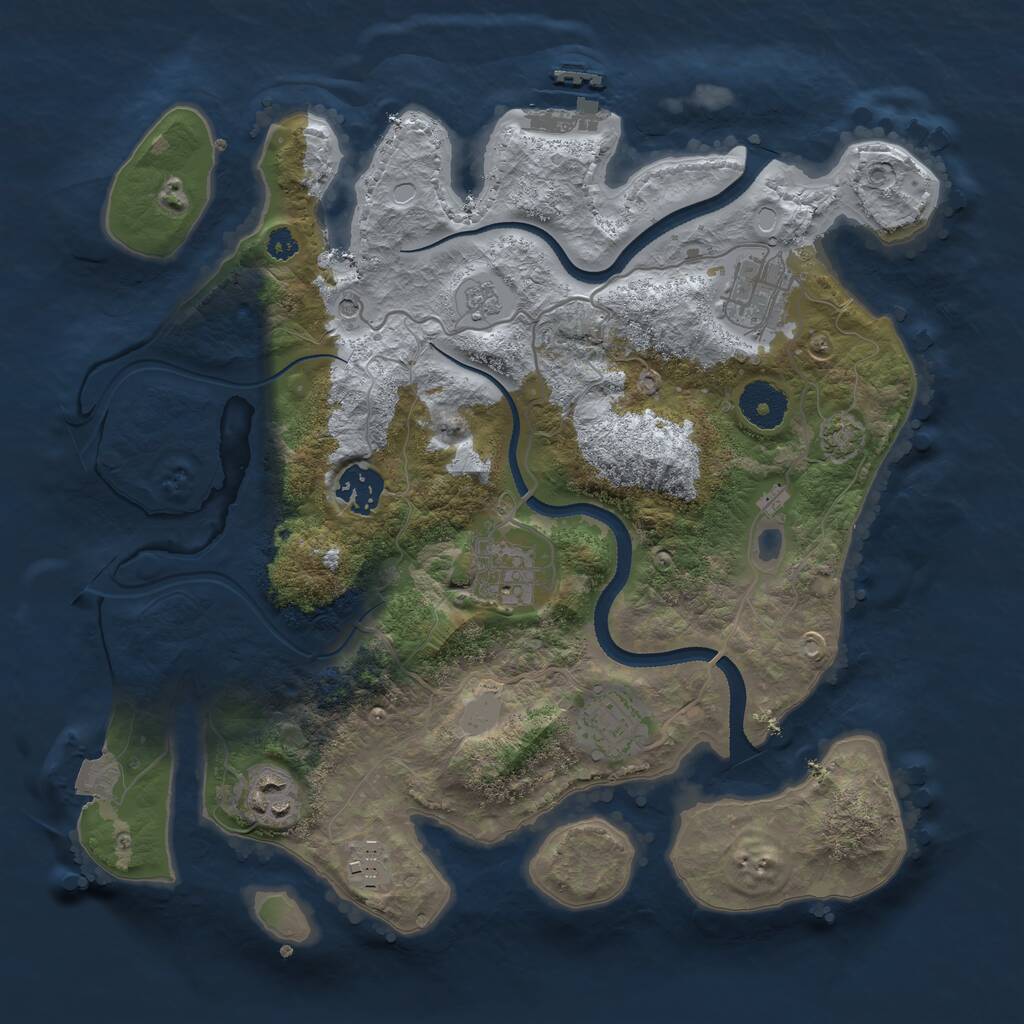 Rust Map: Procedural Map, Size: 3300, Seed: 1973485682, 11 Monuments