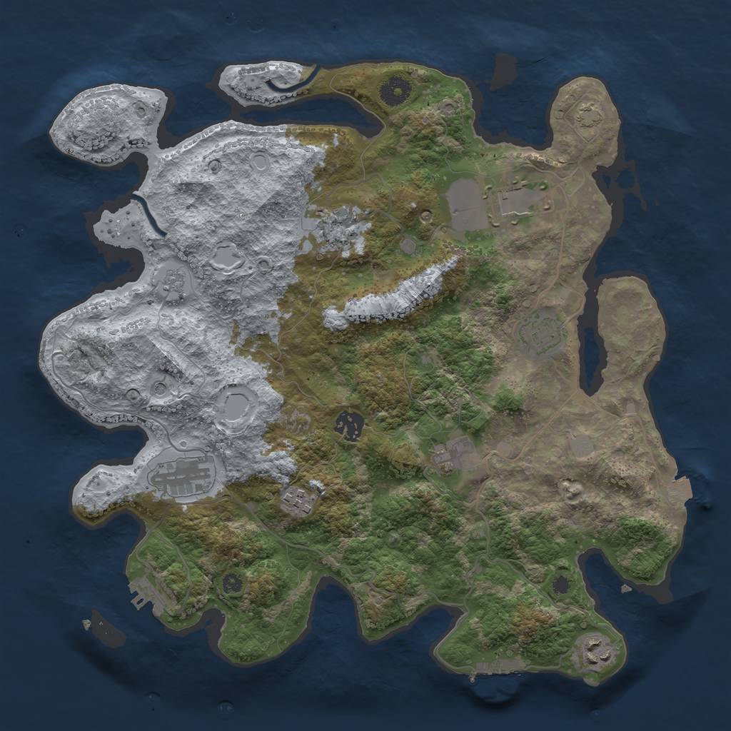 Rust Map: Procedural Map, Size: 3700, Seed: 129360416, 16 Monuments