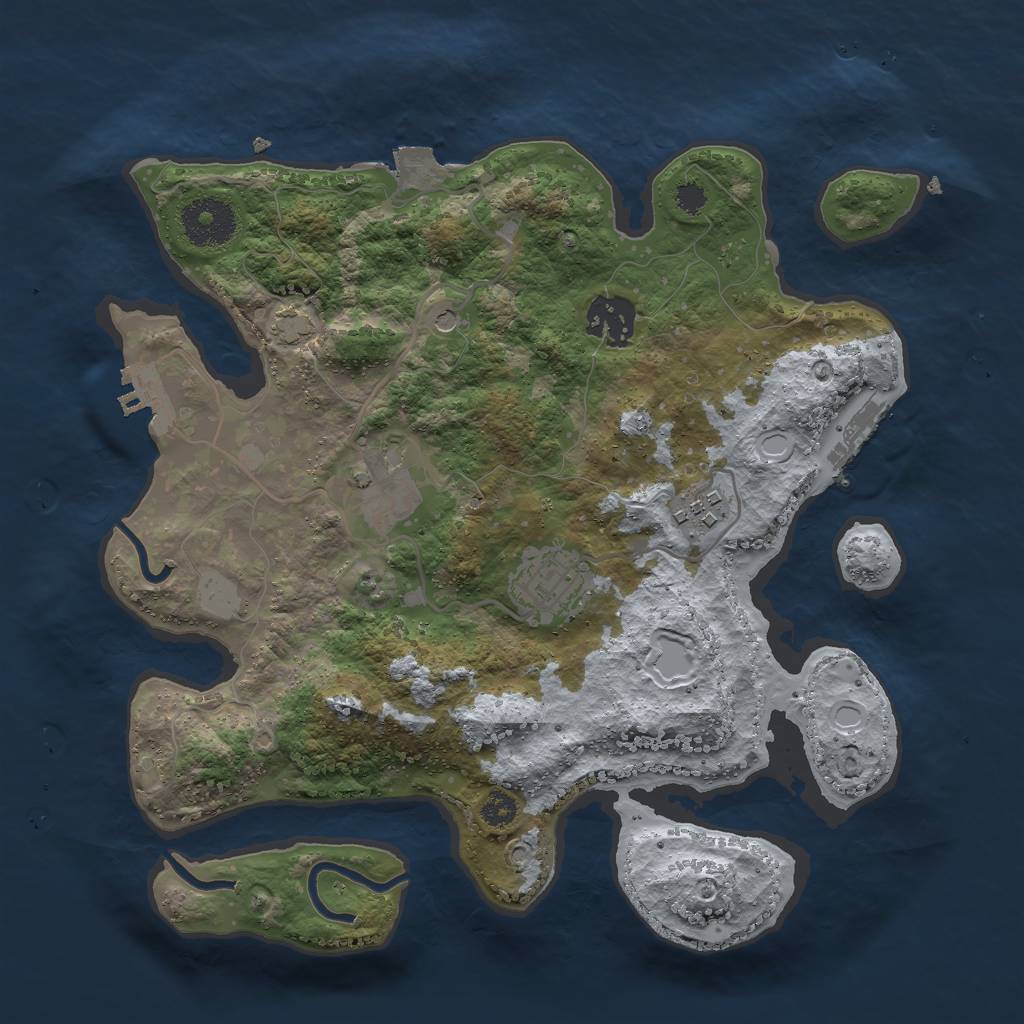 Rust Map: Procedural Map, Size: 3000, Seed: 29203, 11 Monuments