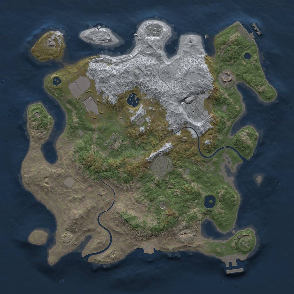 Rust Map: Procedural Map, Size: 3500, Seed: 886005947, 13 Monuments