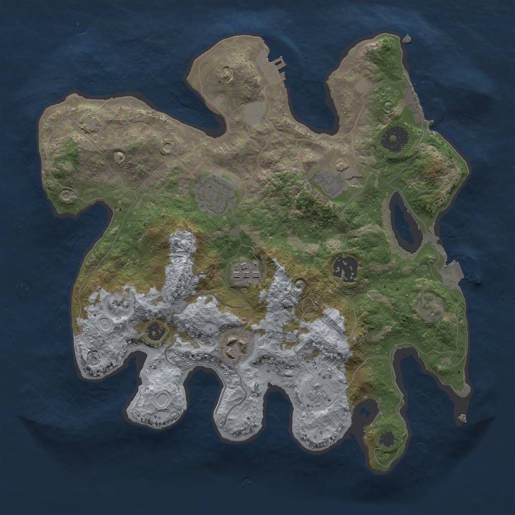 Rust Map: Procedural Map, Size: 3000, Seed: 32734, 12 Monuments