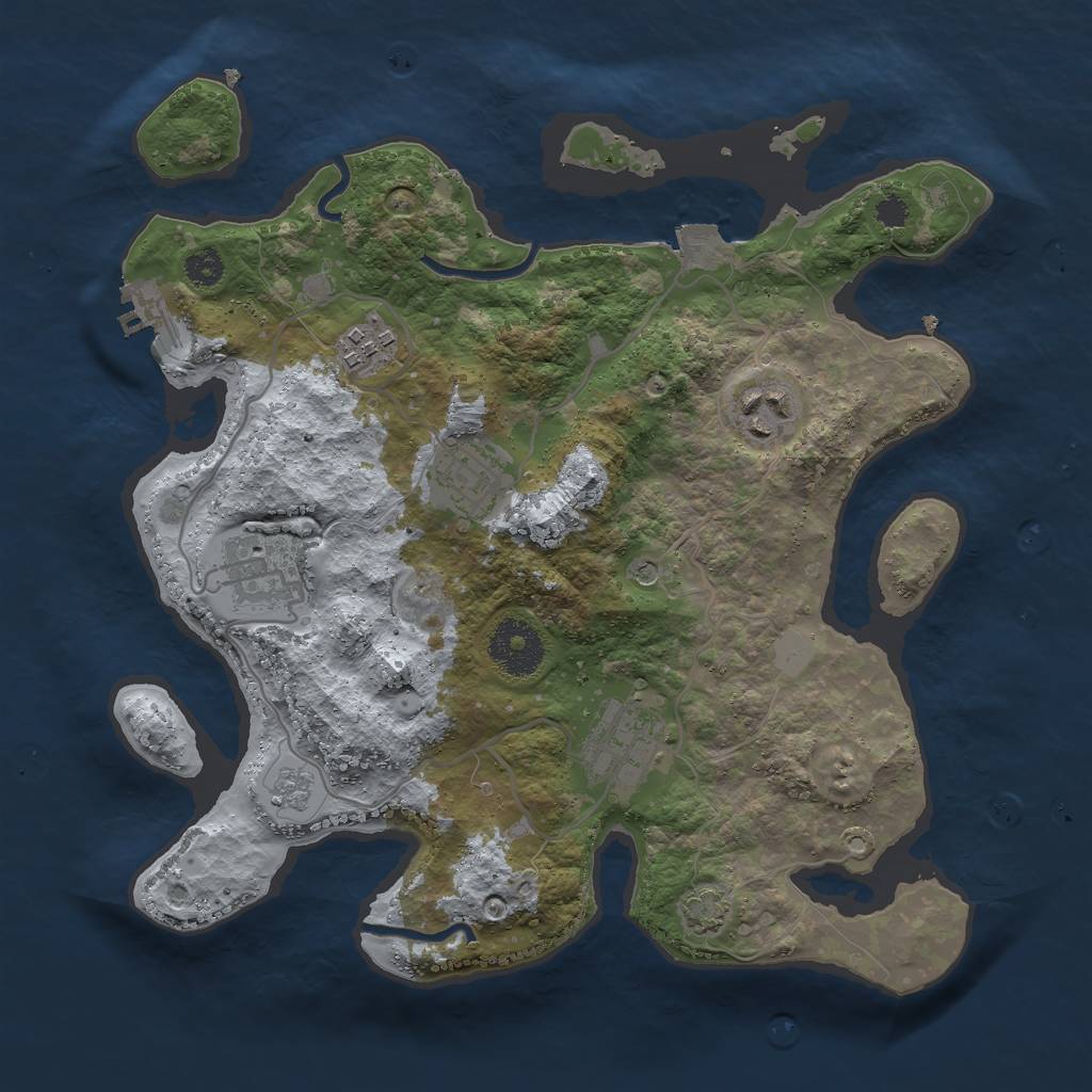 Rust Map: Procedural Map, Size: 3000, Seed: 22150, 12 Monuments