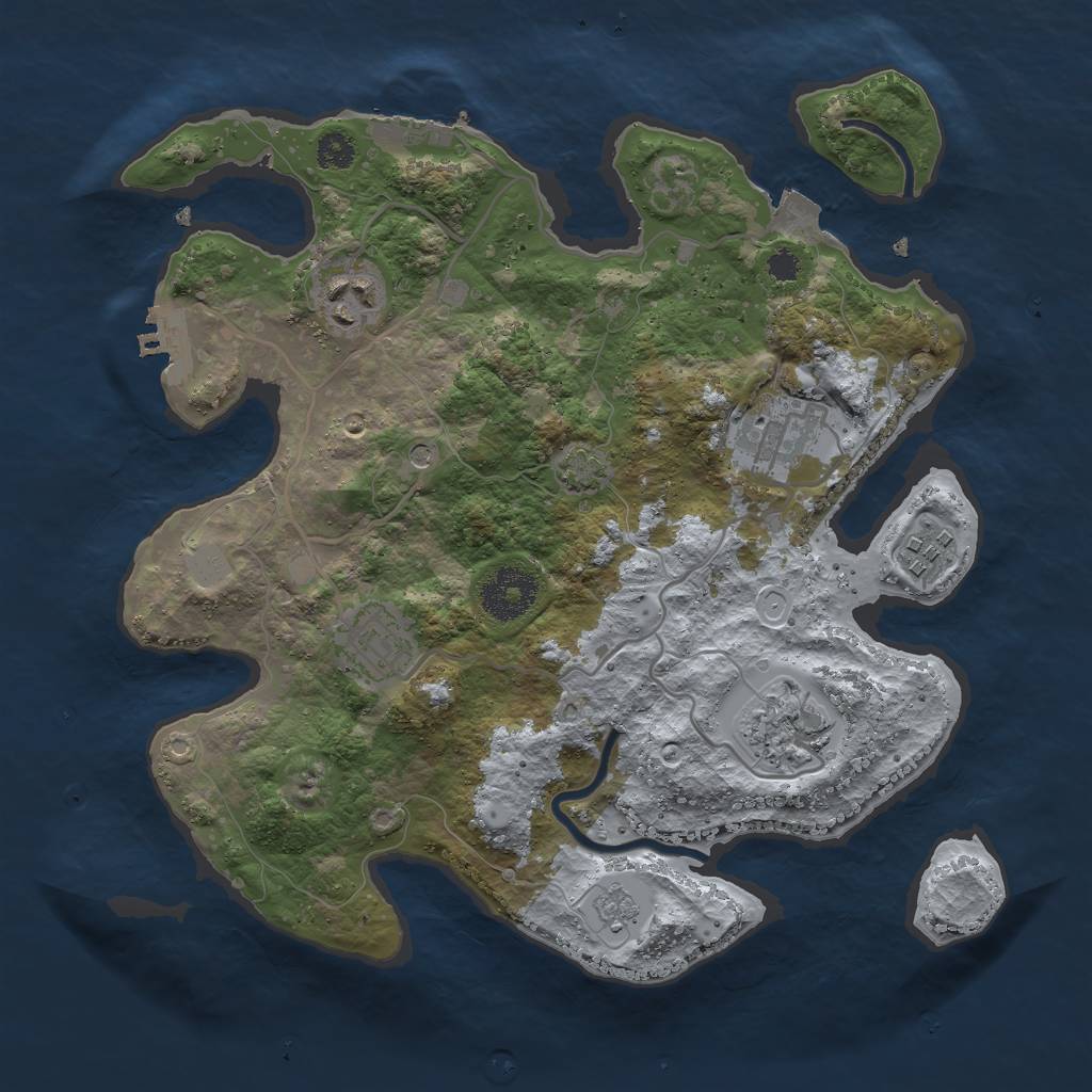 Rust Map: Procedural Map, Size: 3000, Seed: 59872, 13 Monuments