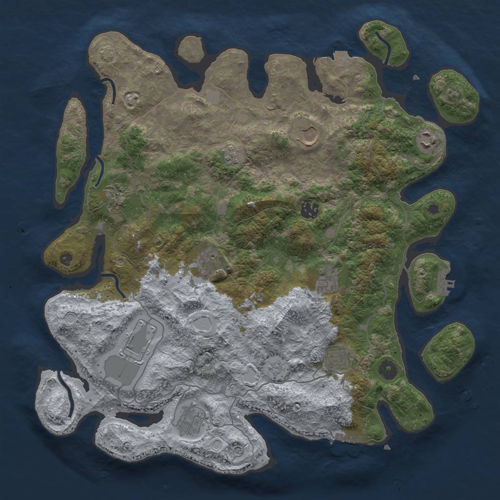 Rust Map: Procedural Map, Size: 4000, Seed: 555649382, 18 Monuments