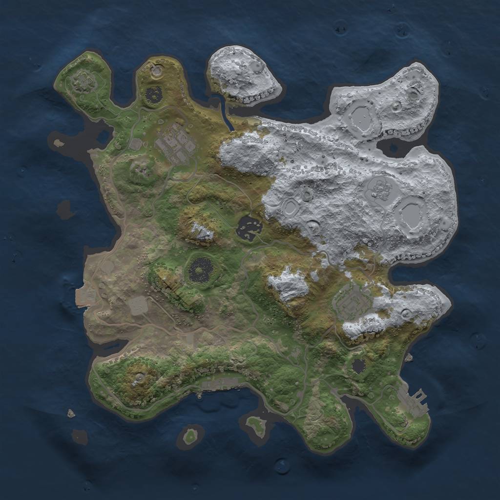 Rust Map: Procedural Map, Size: 3000, Seed: 15534, 10 Monuments