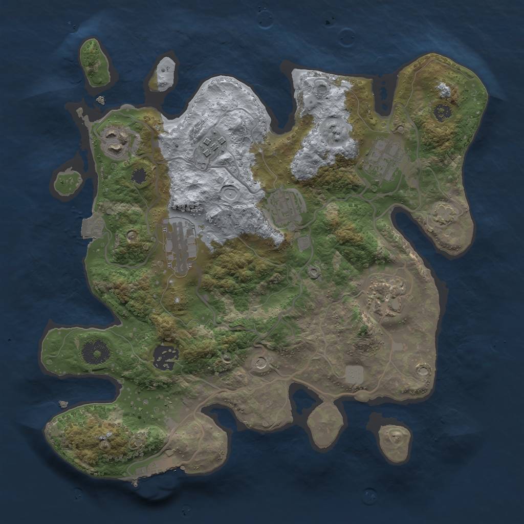 Rust Map: Procedural Map, Size: 3000, Seed: 2608134, 13 Monuments