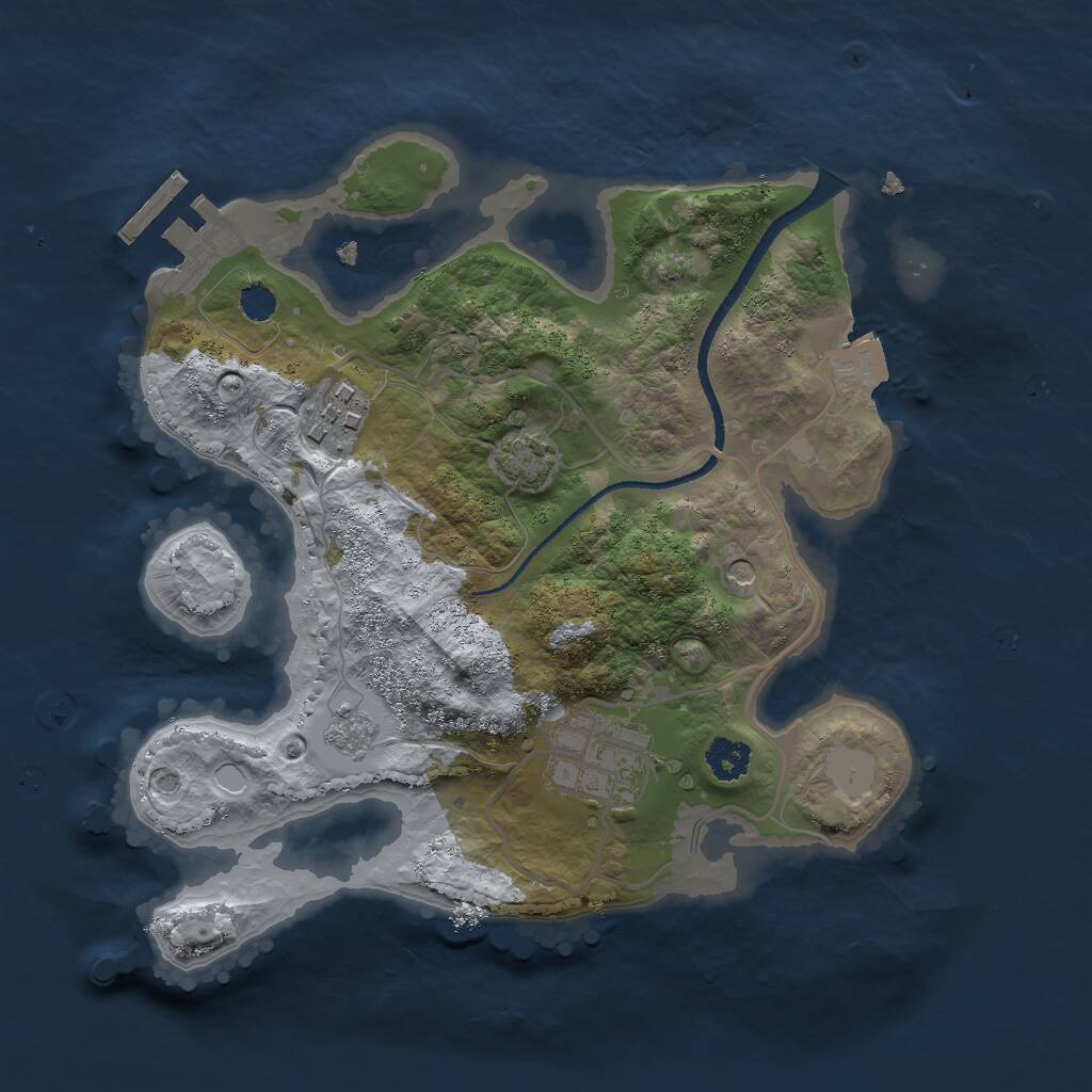 Rust Map: Procedural Map, Size: 2500, Seed: 520779757, 7 Monuments