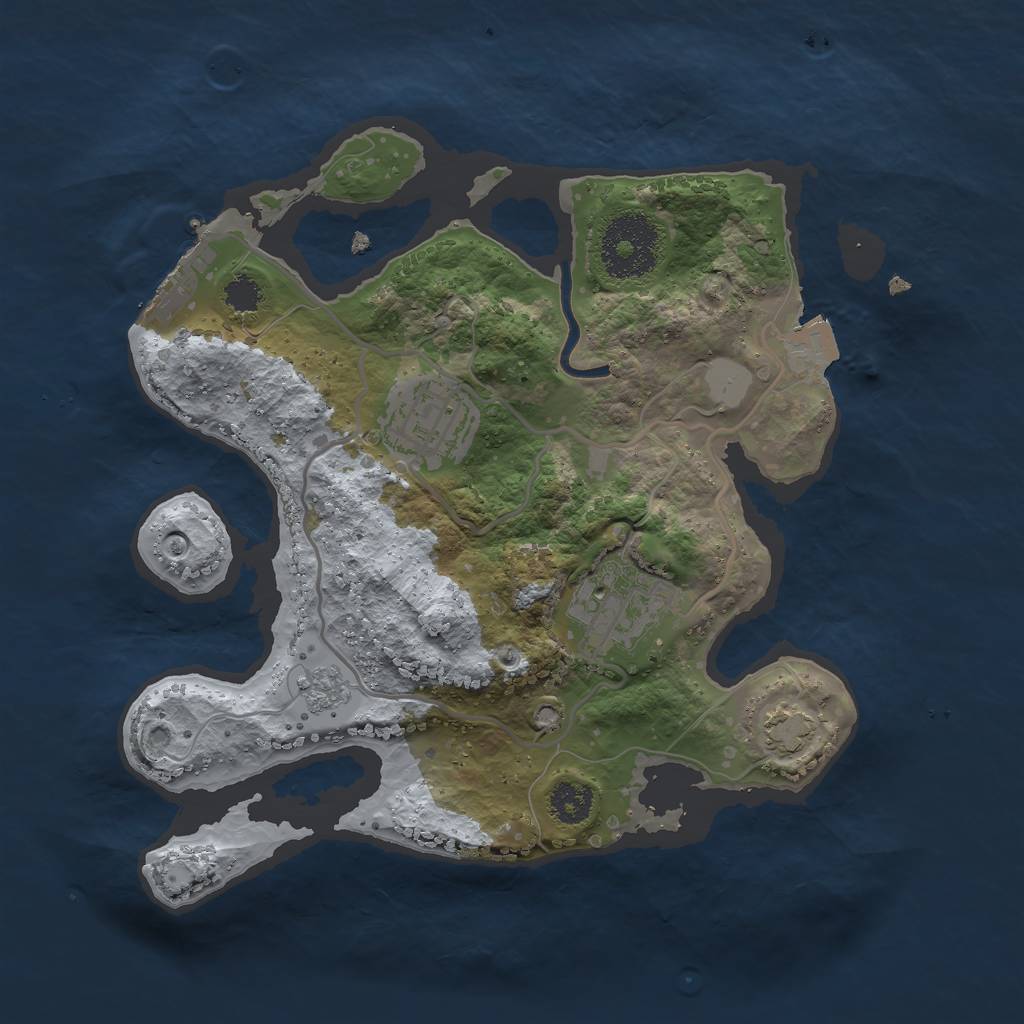 Rust Map: Procedural Map, Size: 2500, Seed: 520779757, 8 Monuments