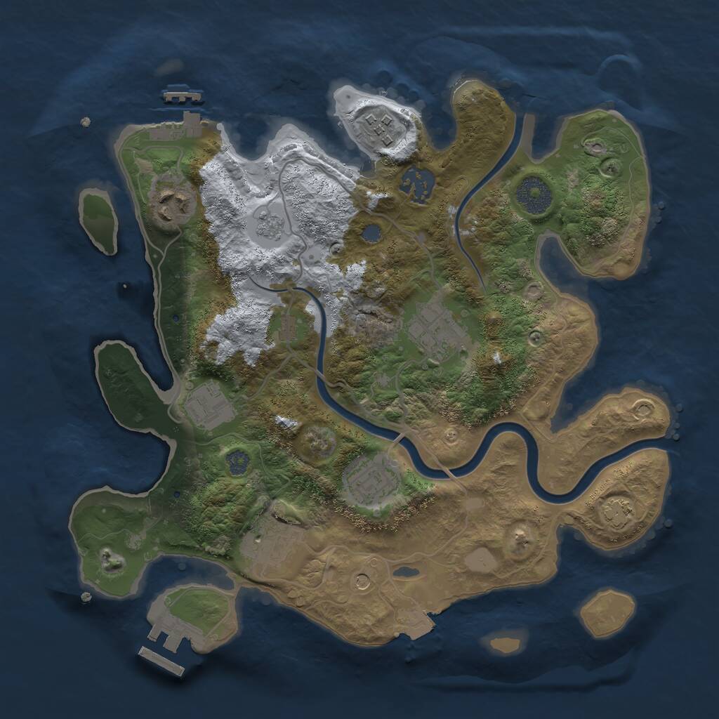 Rust Map: Procedural Map, Size: 3000, Seed: 29697, 12 Monuments