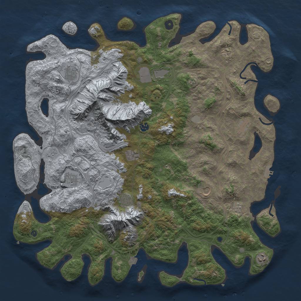 Rust Map: Procedural Map, Size: 5000, Seed: 37893456, 18 Monuments