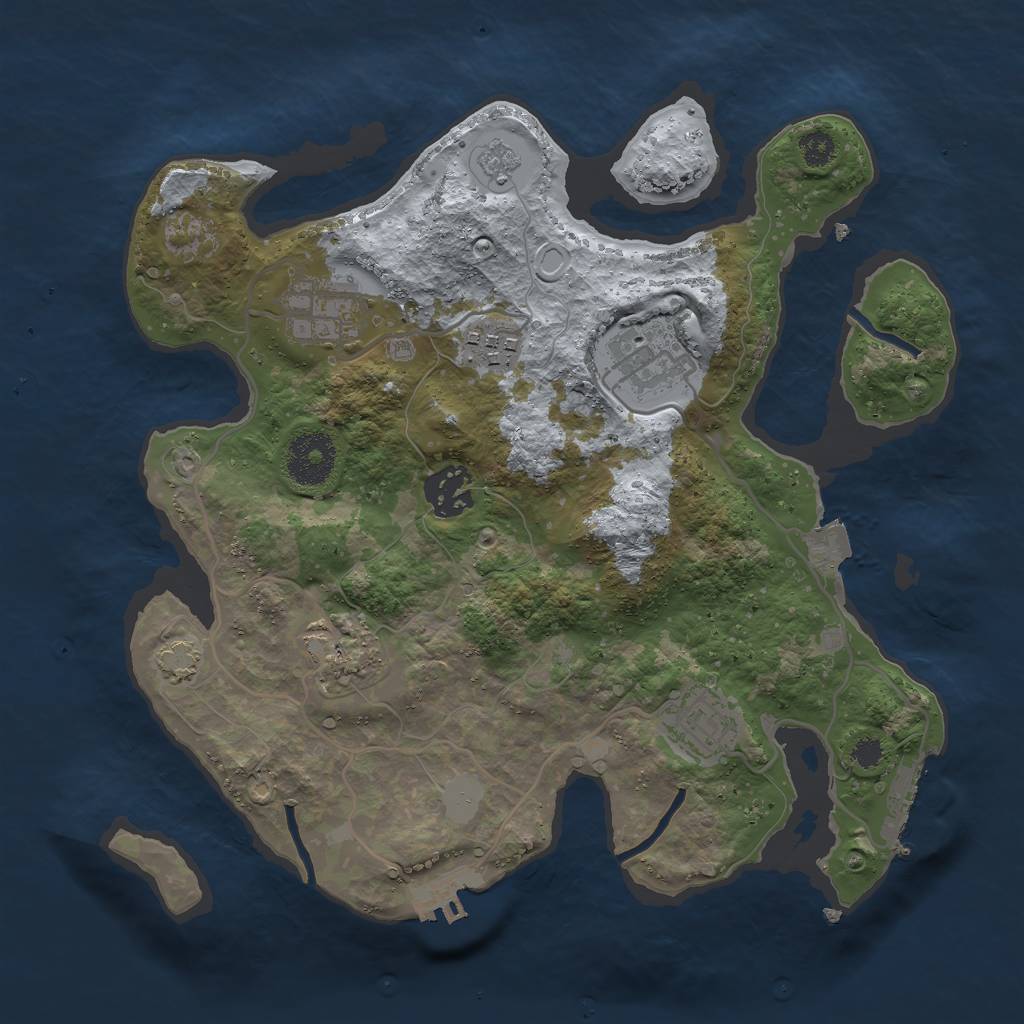 Rust Map: Procedural Map, Size: 3000, Seed: 2038003983, 13 Monuments