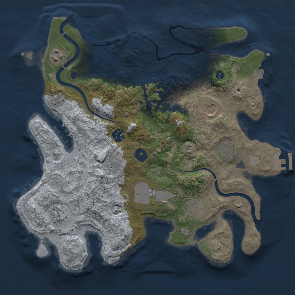 Rust Map: Procedural Map, Size: 3500, Seed: 73574731, 14 Monuments