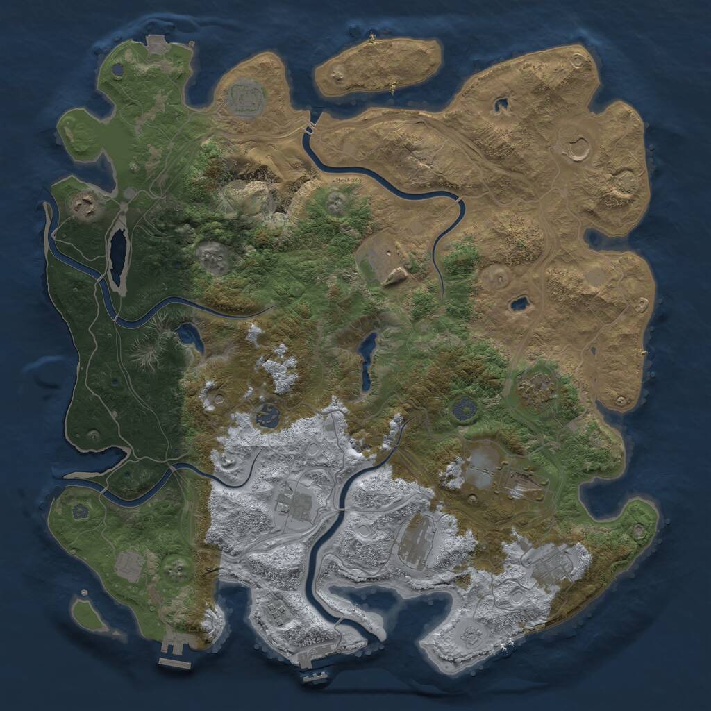 Rust Map: Procedural Map, Size: 4500, Seed: 1223202366, 17 Monuments