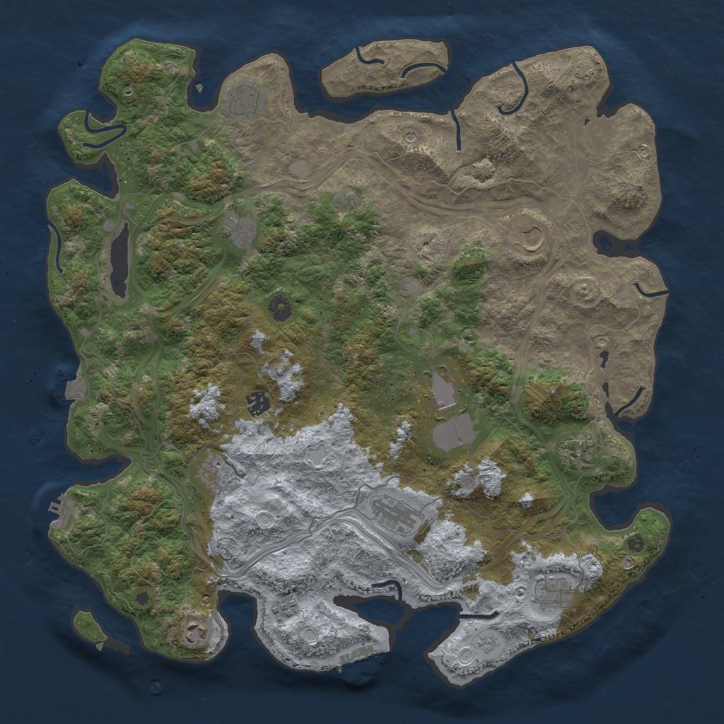 Rust Map: Procedural Map, Size: 4500, Seed: 1223202366, 19 Monuments
