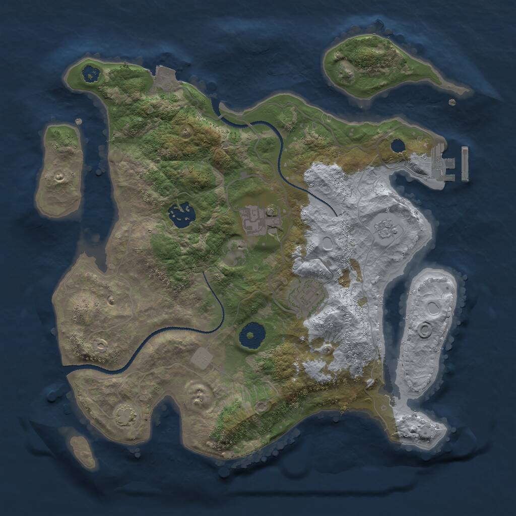 Rust Map: Procedural Map, Size: 3000, Seed: 77549336, 7 Monuments