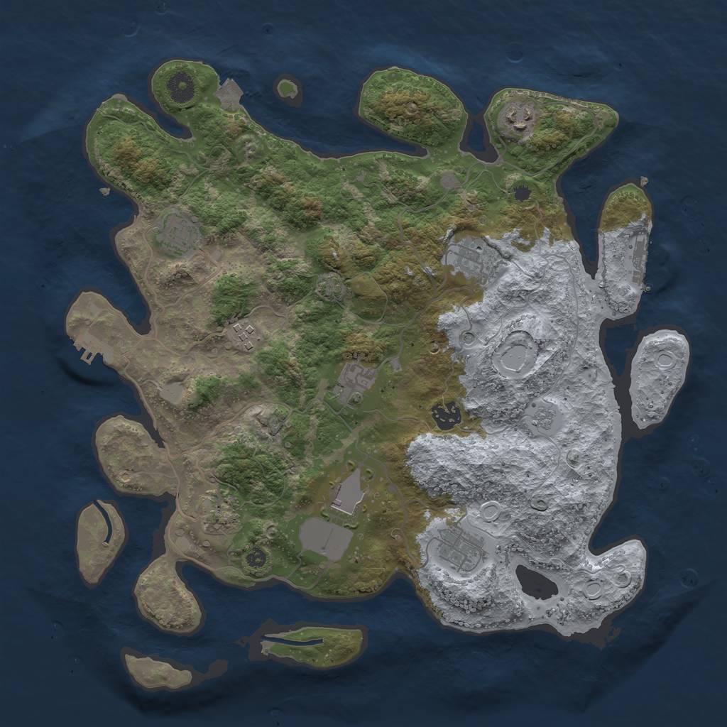 Rust Map: Procedural Map, Size: 3800, Seed: 1999117267, 17 Monuments