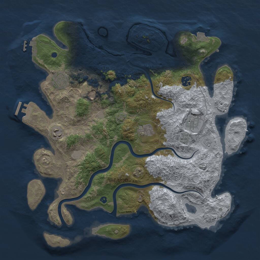 Rust Map: Procedural Map, Size: 3800, Seed: 1999117267, 13 Monuments