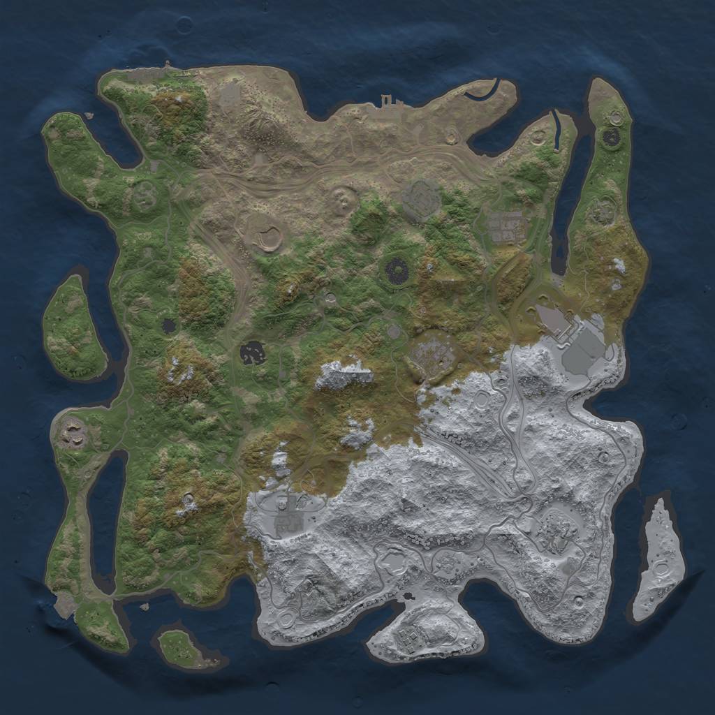 Rust Map: Procedural Map, Size: 4250, Seed: 841001281, 18 Monuments