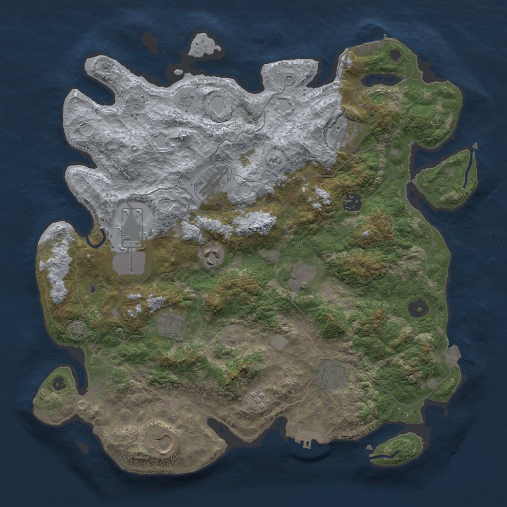 Rust Map: Procedural Map, Size: 4000, Seed: 16060, 18 Monuments