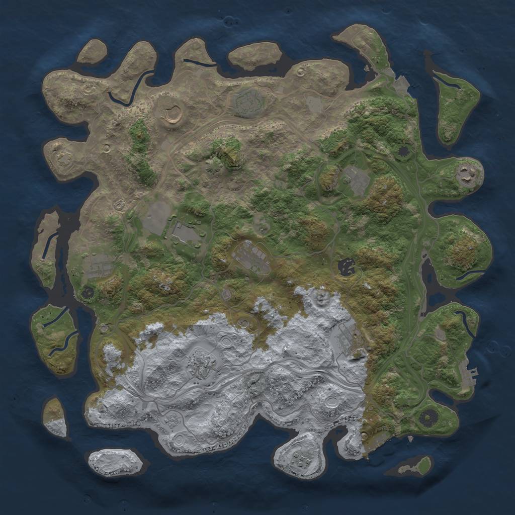 Rust Map: Procedural Map, Size: 4250, Seed: 884953604, 19 Monuments