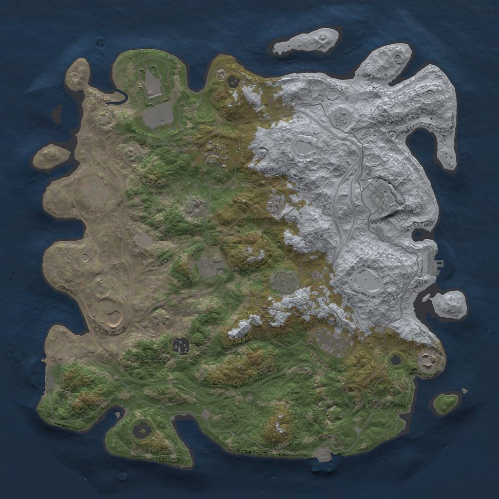 Rust Map: Procedural Map, Size: 4250, Seed: 1910722000, 19 Monuments