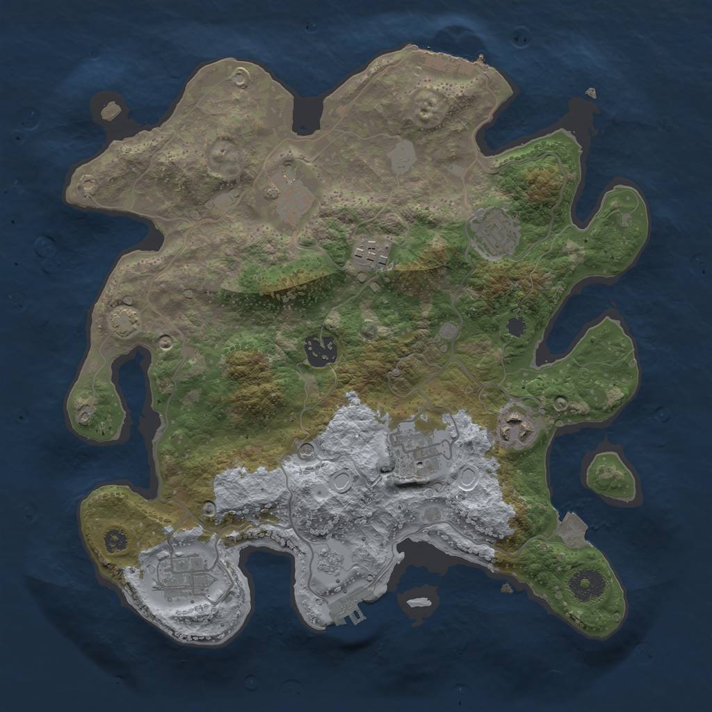 Rust Map: Procedural Map, Size: 3200, Seed: 20230514, 15 Monuments