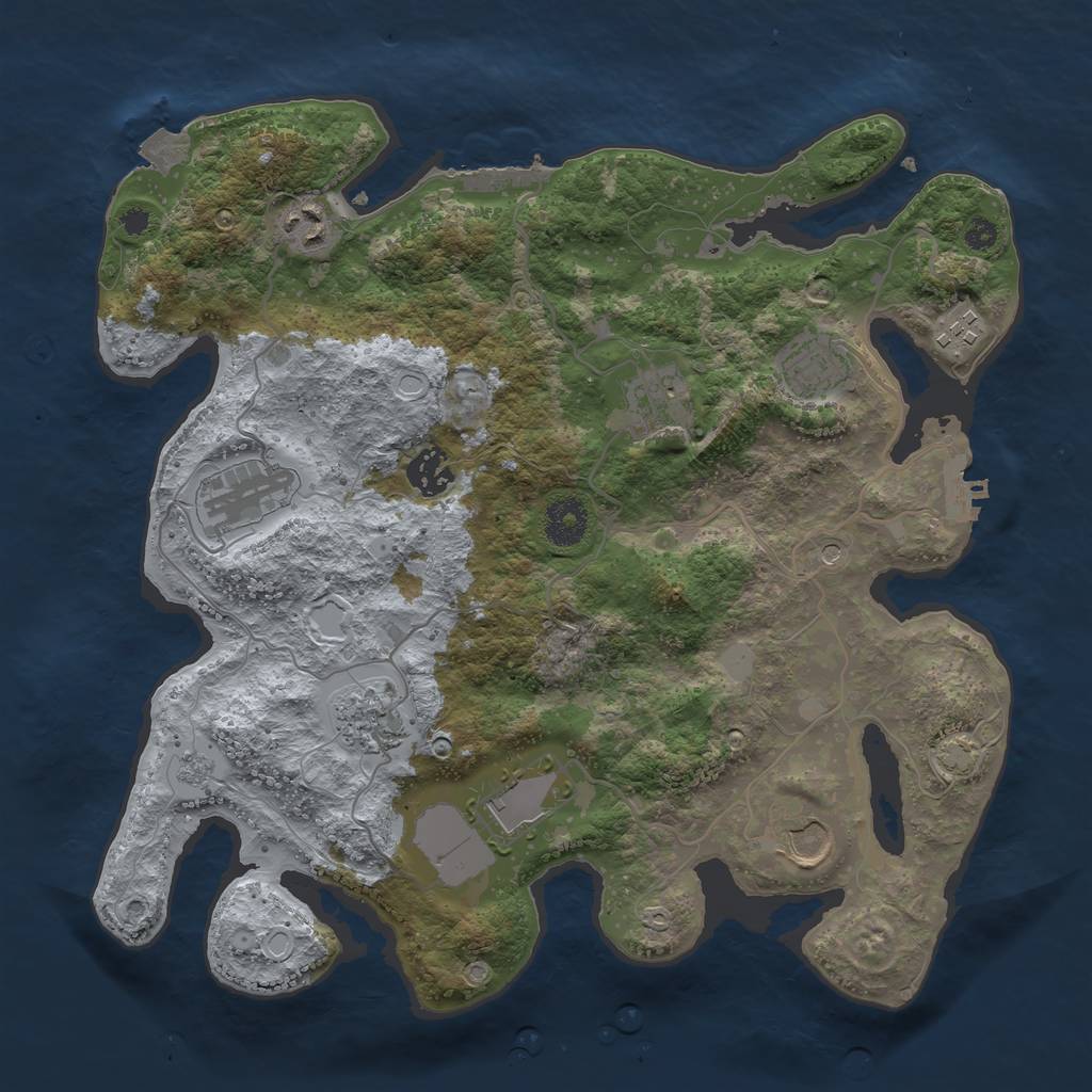 Rust Map: Procedural Map, Size: 3500, Seed: 1843365630, 17 Monuments