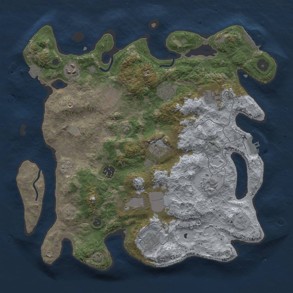 Rust Map: Procedural Map, Size: 3700, Seed: 902738957, 18 Monuments