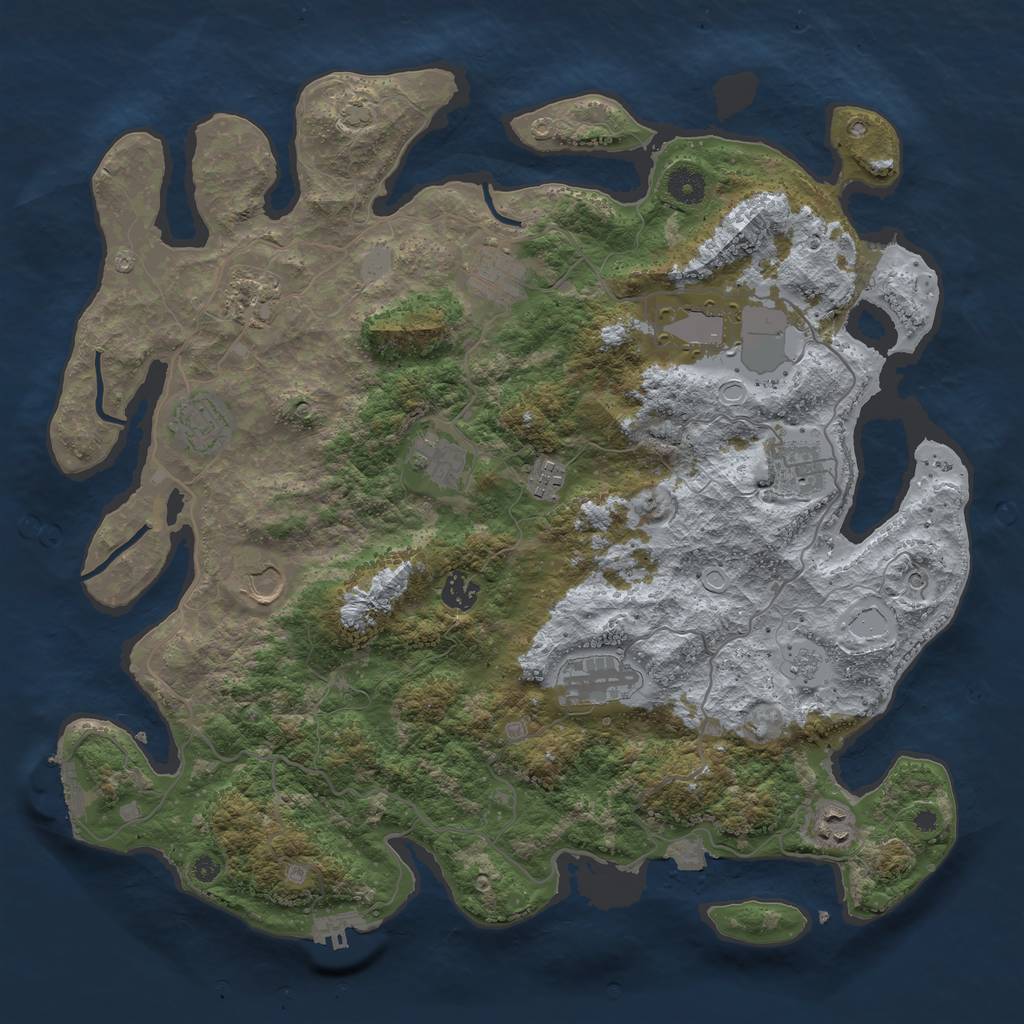Rust Map: Procedural Map, Size: 4100, Seed: 50500, 19 Monuments