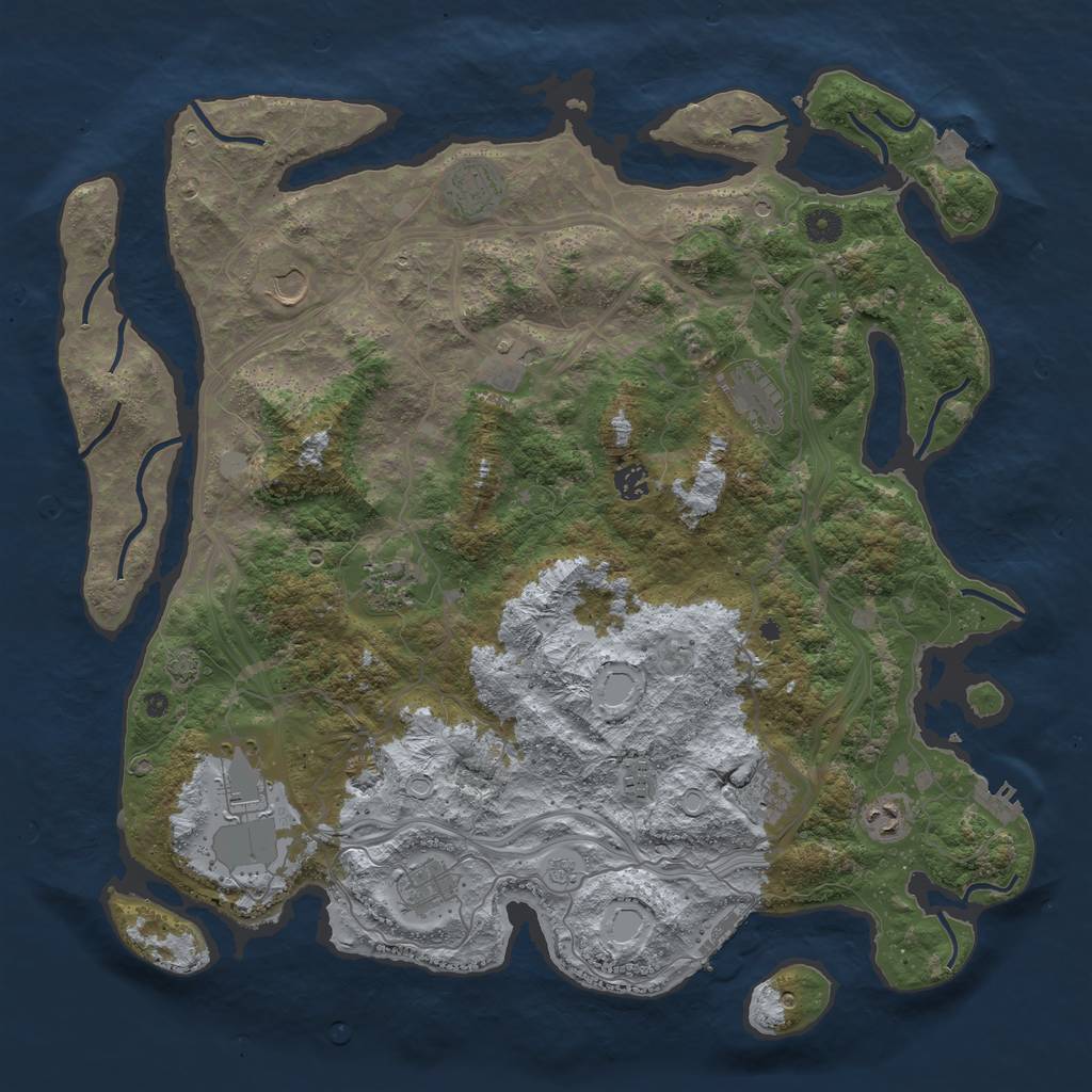 Rust Map: Procedural Map, Size: 4500, Seed: 1385169517, 19 Monuments