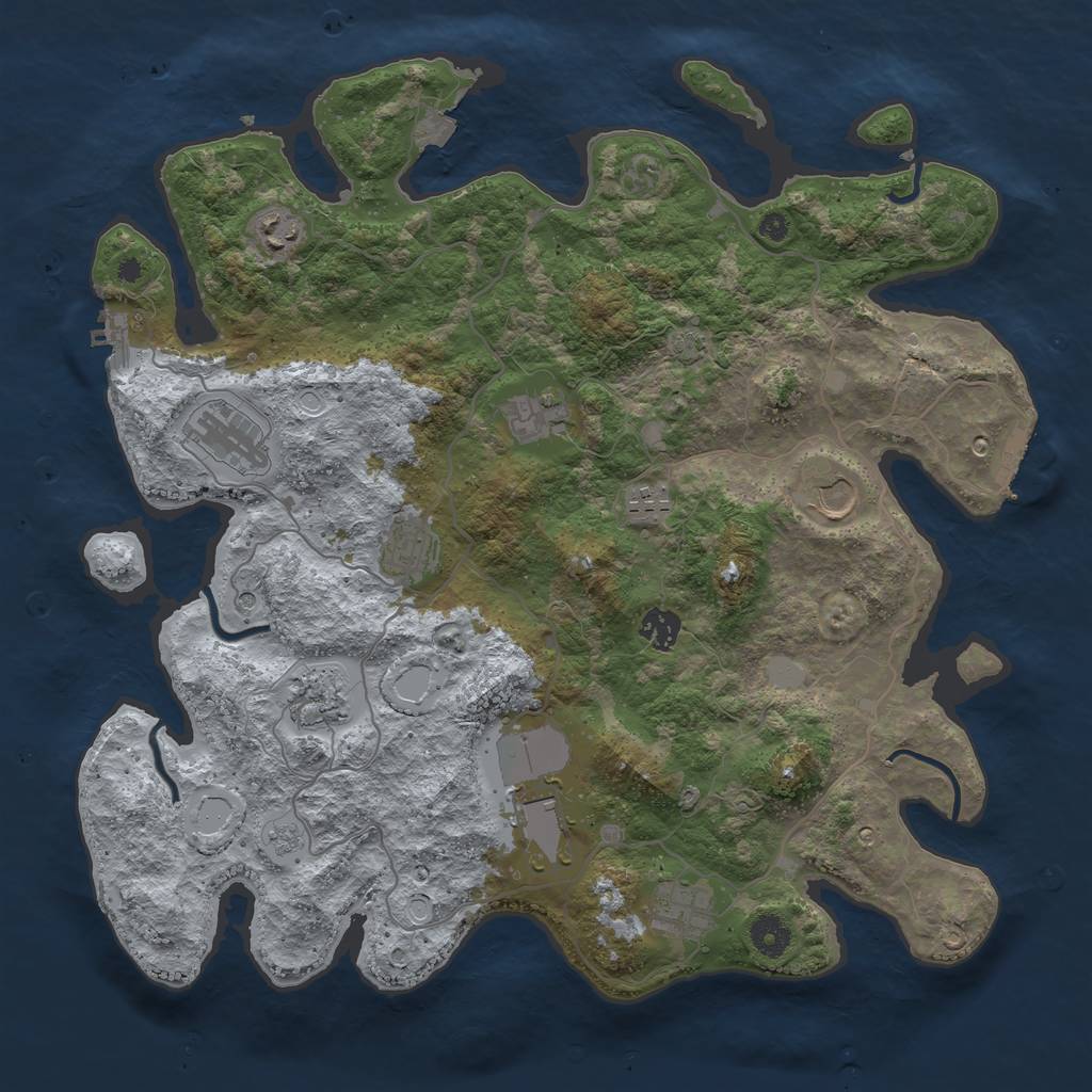 Rust Map: Procedural Map, Size: 4000, Seed: 795923202, 18 Monuments